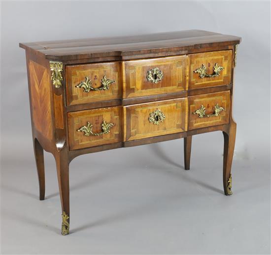 An 18th century Italian ormolu mounted walnut breakfront commode, W.3ft 2in. D.1ft 6.5in. H.2ft 7.5in.